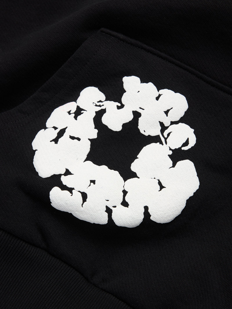 Cotton Wreath Hoodie Black