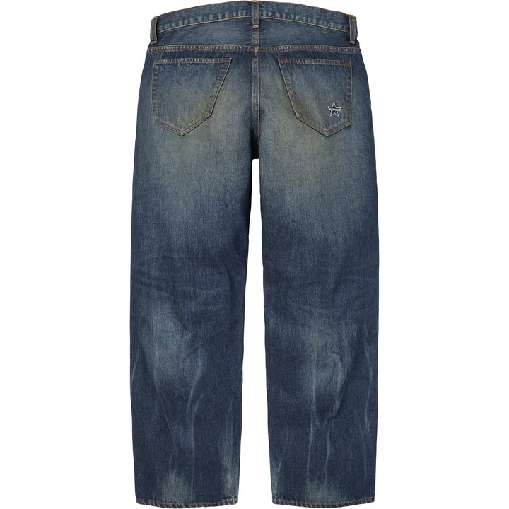 Distressed Loose Fit Selvedge Jean — Indigo