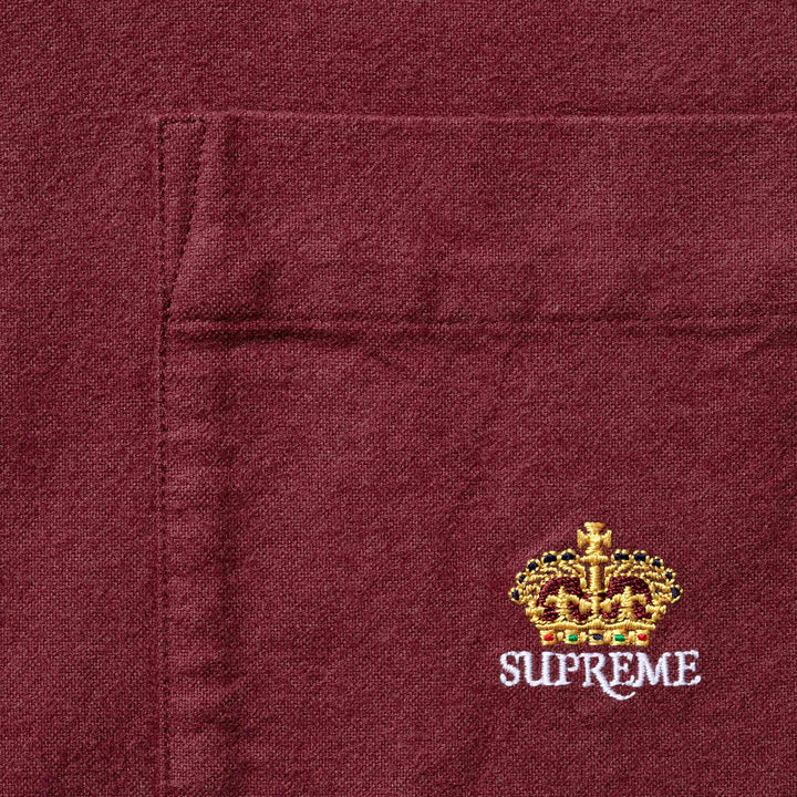 Loose Fit Flannel Oxford Shirt — Burgundy