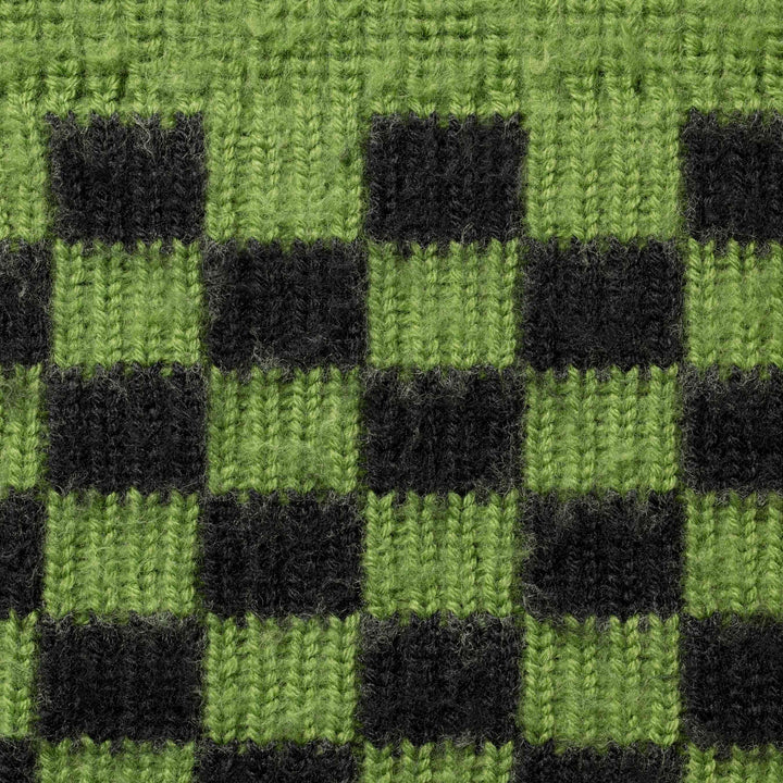 Checkerboard Pilled Sweater — Green