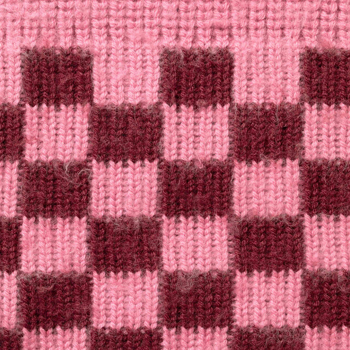 Checkerboard Pilled Sweater — Pink