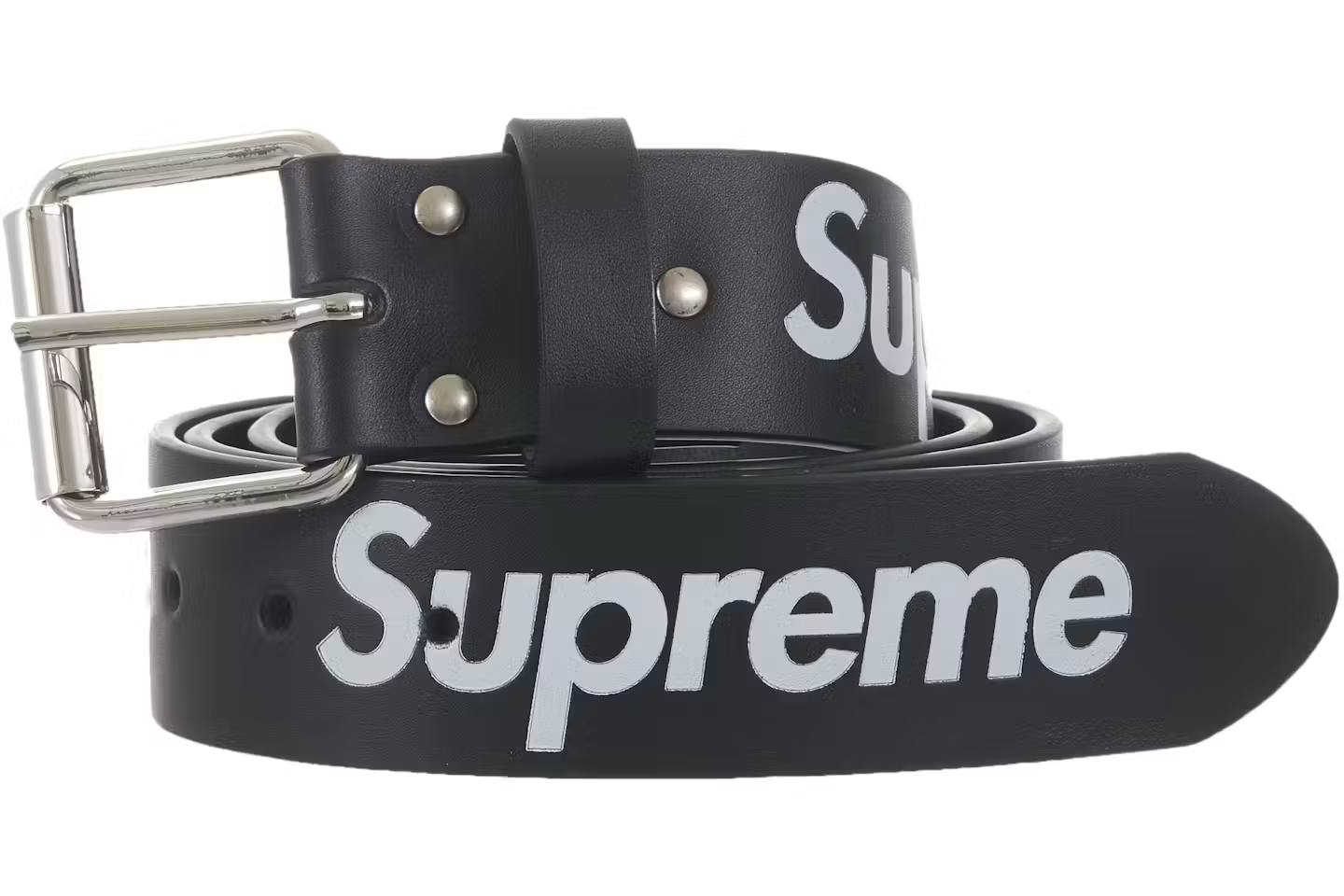 SUPREME REPEAT LEATHER BELT (FW25) BLACK