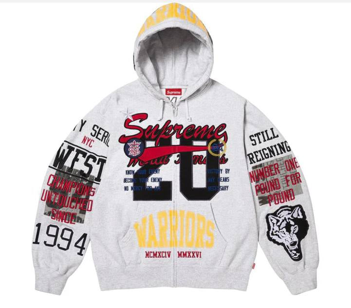 SUPREME ZIP HOODIE WARRIORS (GRAY)