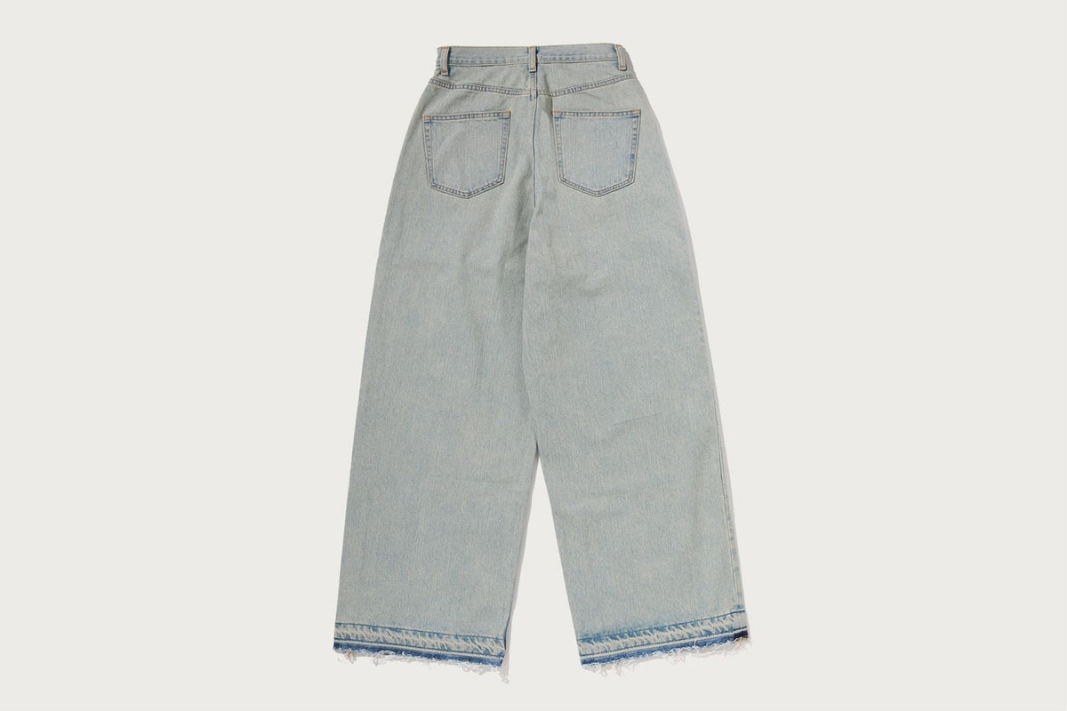 SHARK EMBROIDERY SUPER WIDE DENIM PANTS
