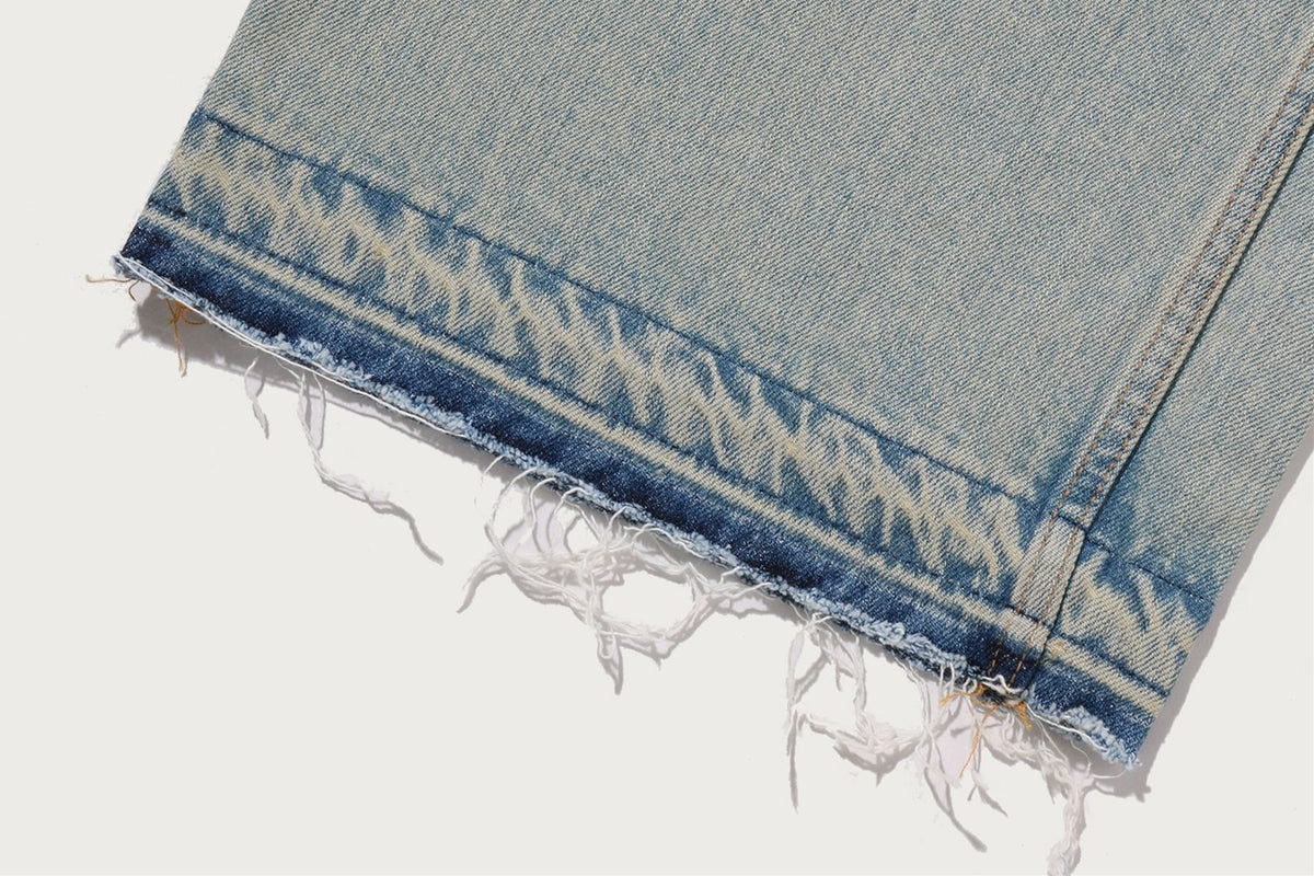 SHARK EMBROIDERY SUPER WIDE DENIM PANTS