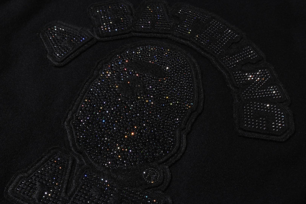 【 BAPE X SWAROVSKI 】DETACHABLE HOODIE VARSITY JACKET