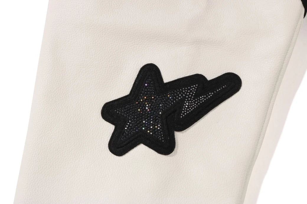 【 BAPE X SWAROVSKI 】DETACHABLE HOODIE VARSITY JACKET