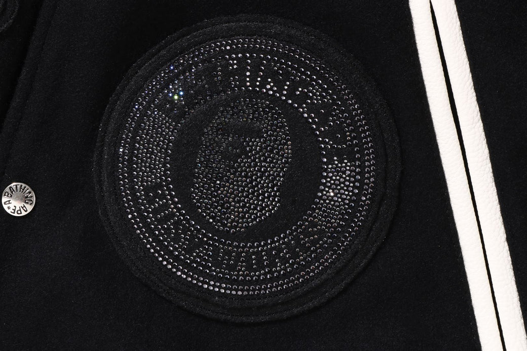 【 BAPE X SWAROVSKI 】DETACHABLE HOODIE VARSITY JACKET