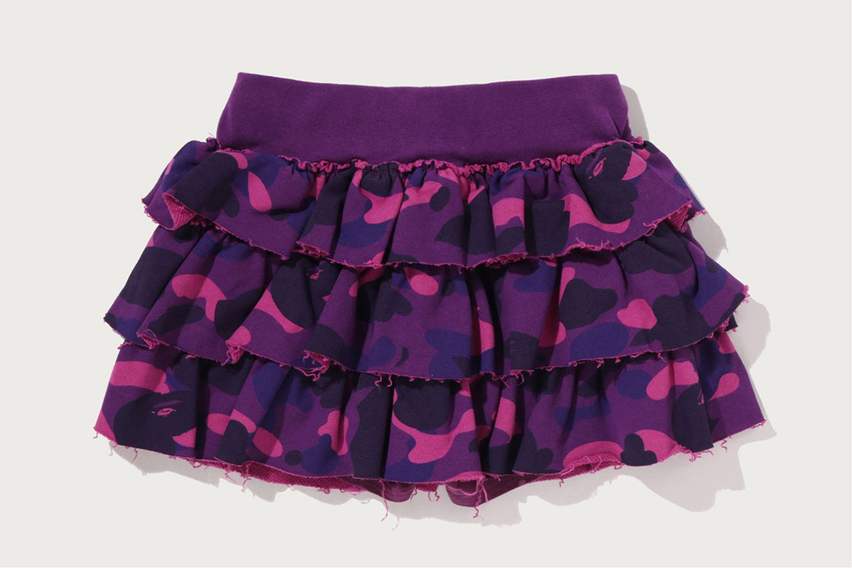 COLOR CAMO RUFFLE SWEAT SKIRT