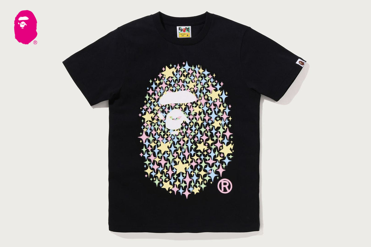 BLING STAR GLITTER APE HEAD TEE