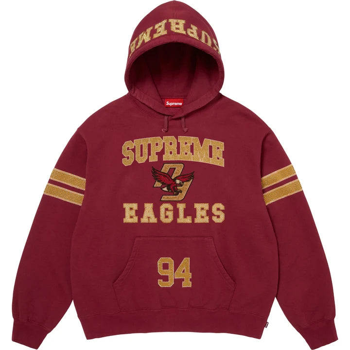 Rhinestone Eagle Hooded Sweatshirt — Red