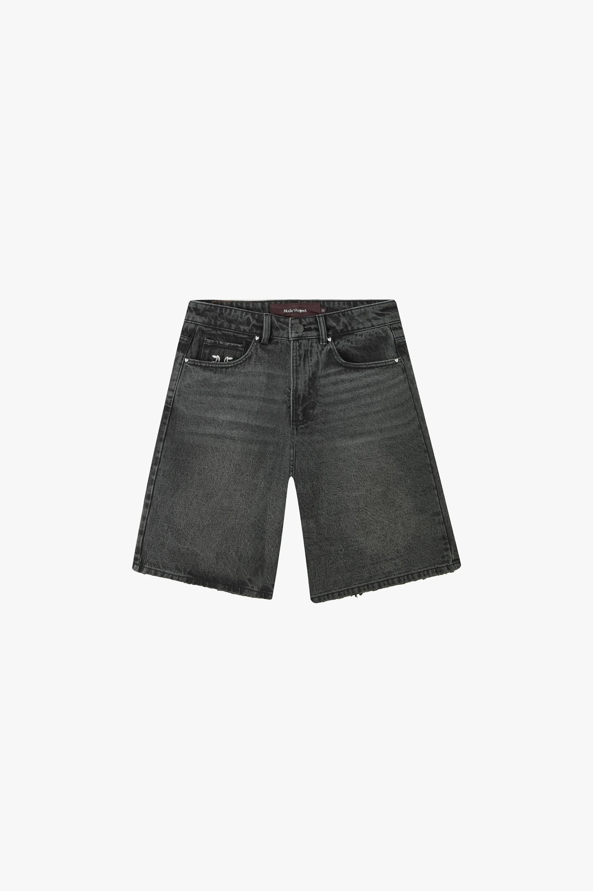 Straight Denim Shorts Black