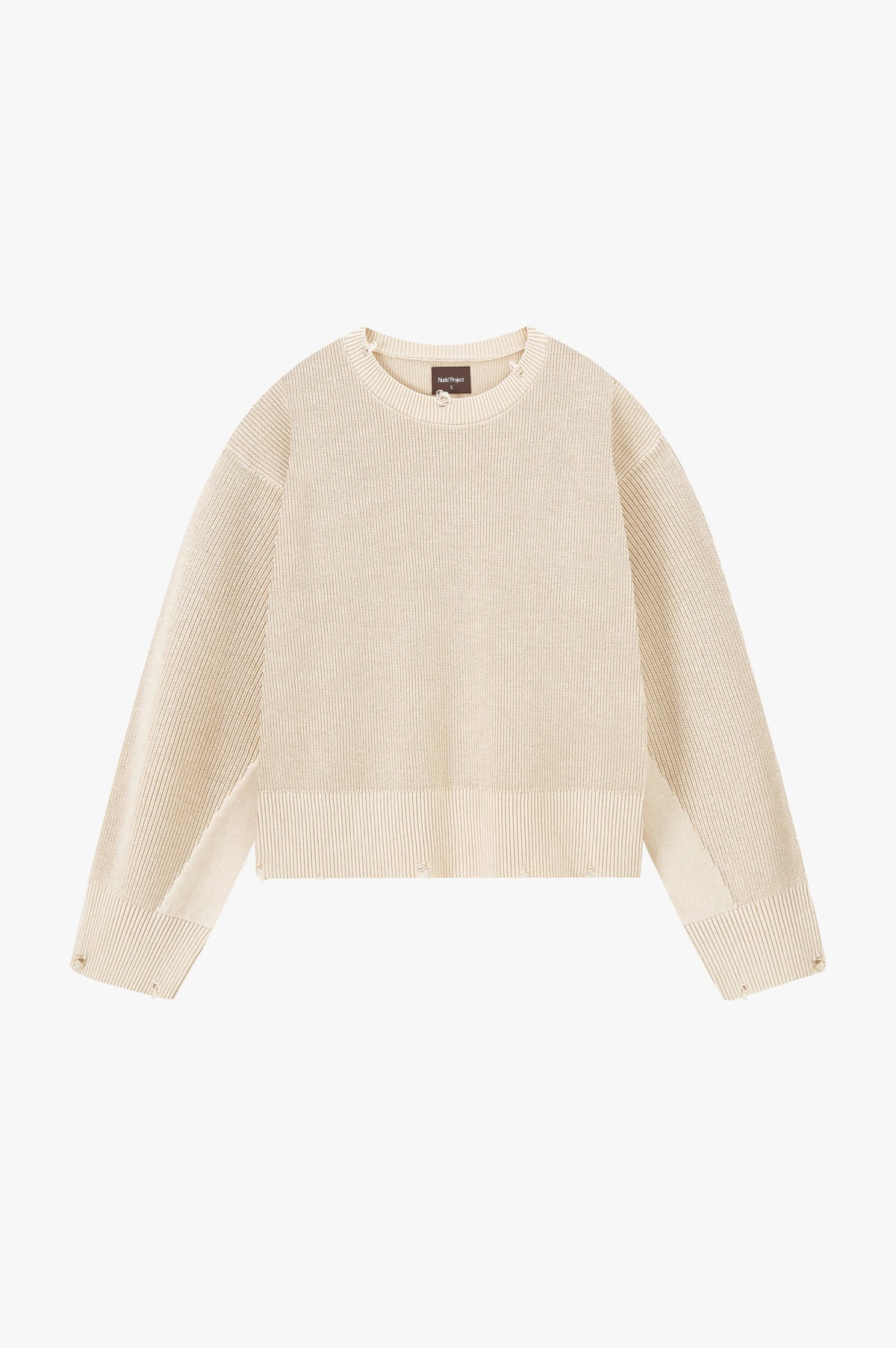 Perfect Cropped Knit Sweater Beige