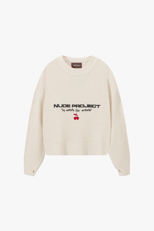 Wavy Knit Sweater Ivory