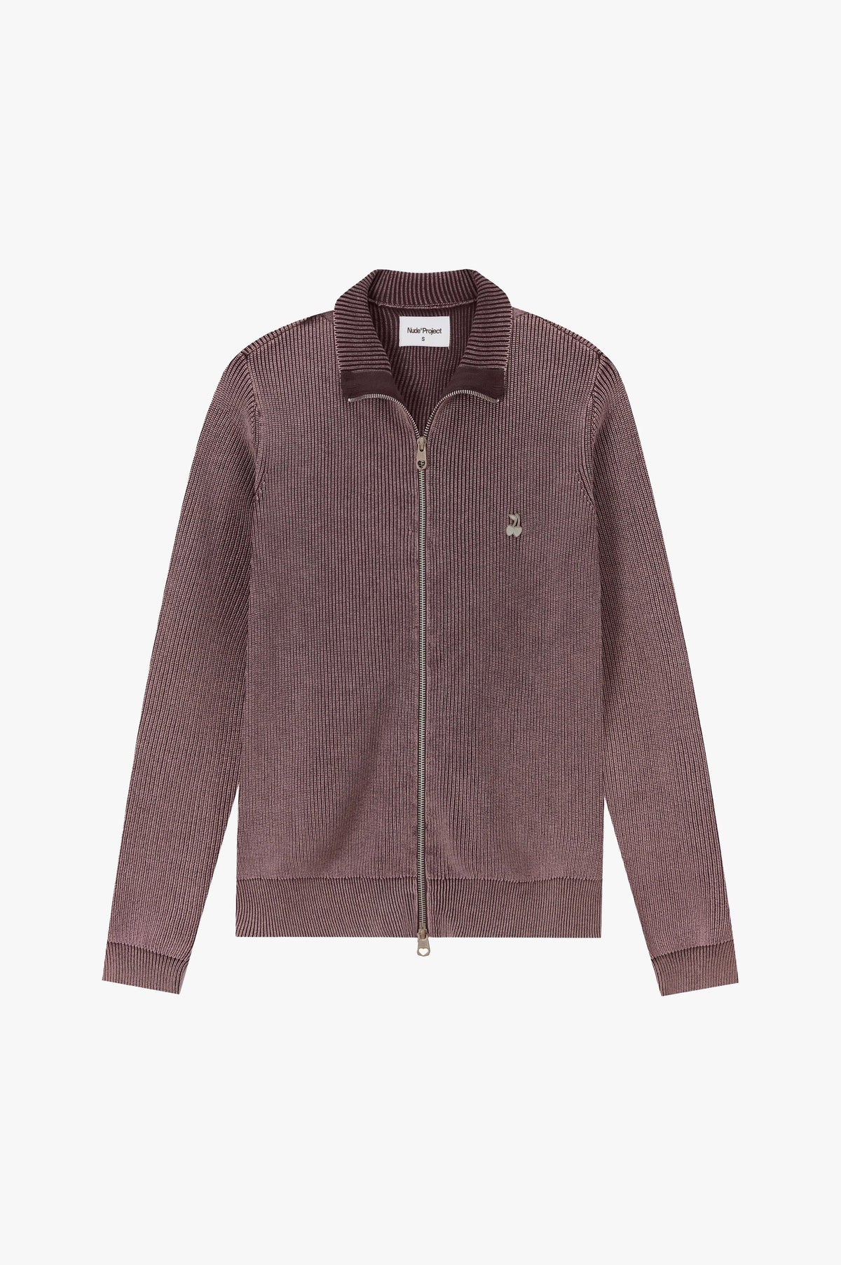 Shady Knit Zip-Up Cardigan Brown