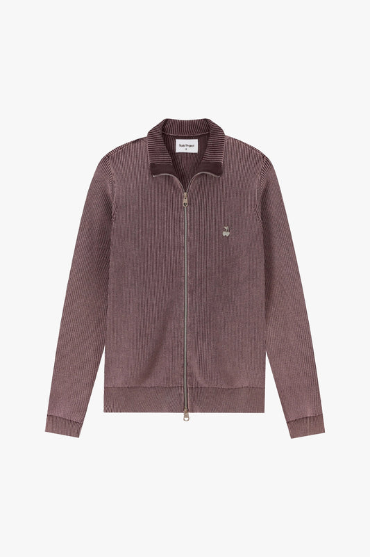 Shady Knit Zip-Up Cardigan Brown