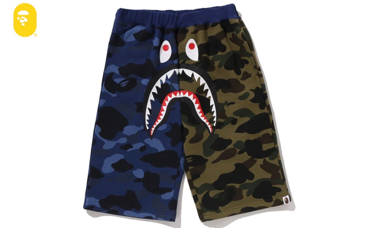 SPLIT CAMO SHARK SWEAT SHORTS