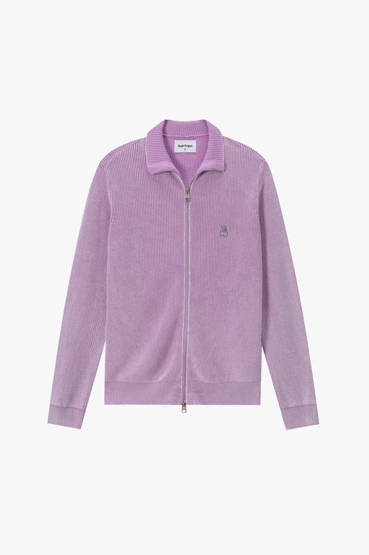 Shady Knit Zip-Up Cardigan Purple