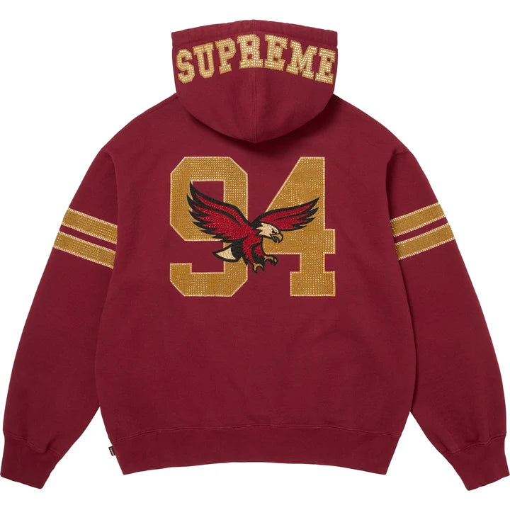 Rhinestone Eagle Hooded Sweatshirt — Red