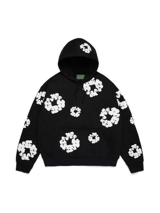 Cotton Wreath Hoodie Black