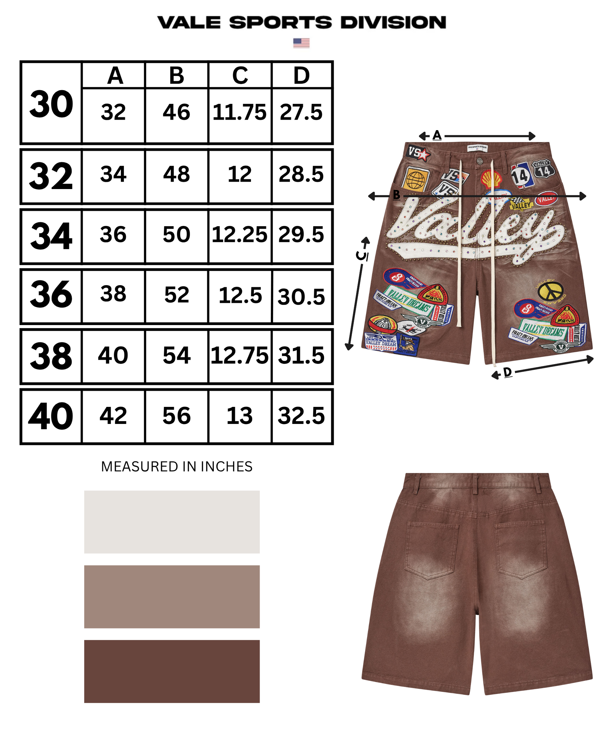 BROWN 1980S JORTS - Vale Forever