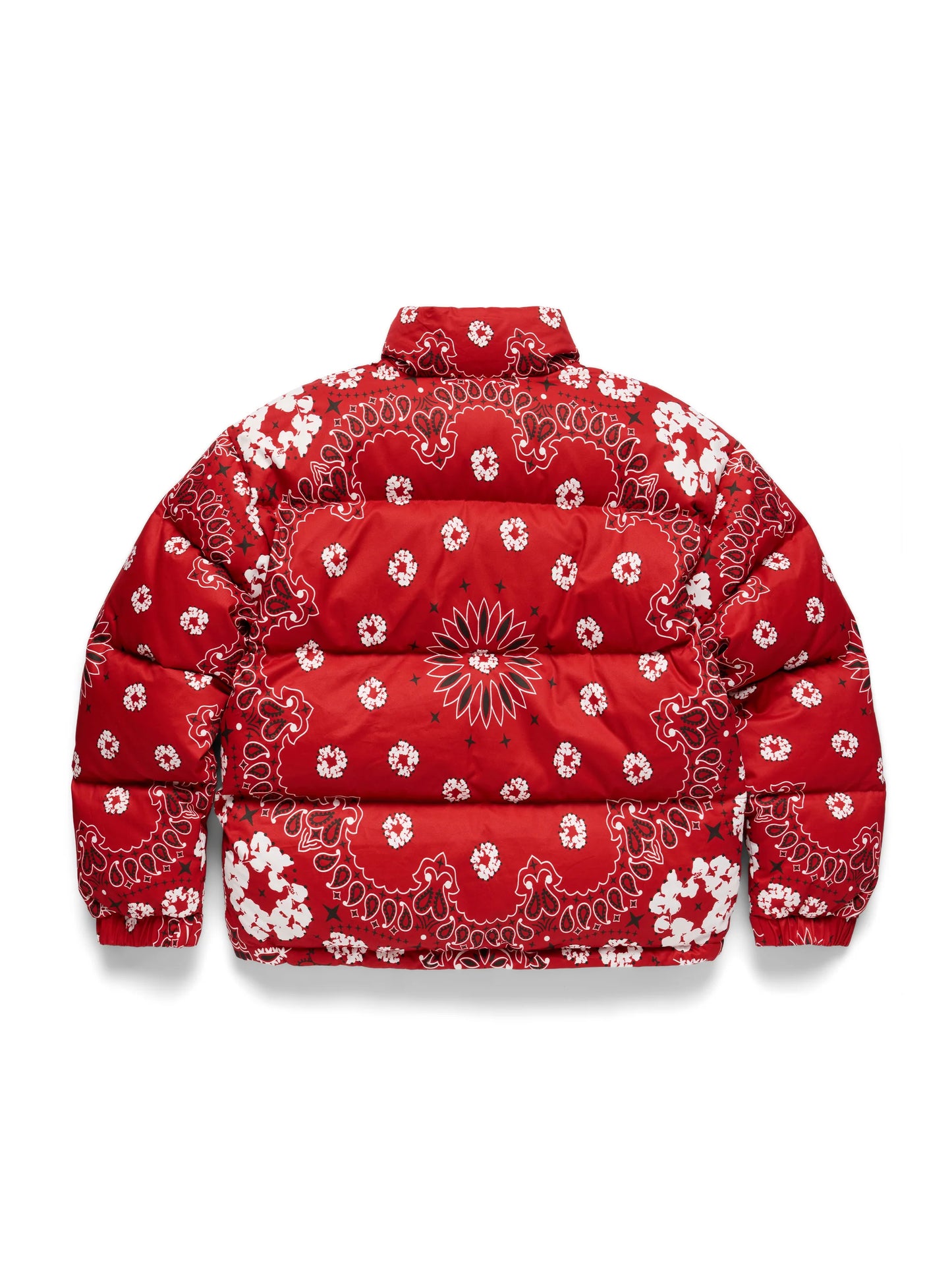 Cotton Wreath Paisley Puffer Jacket Red