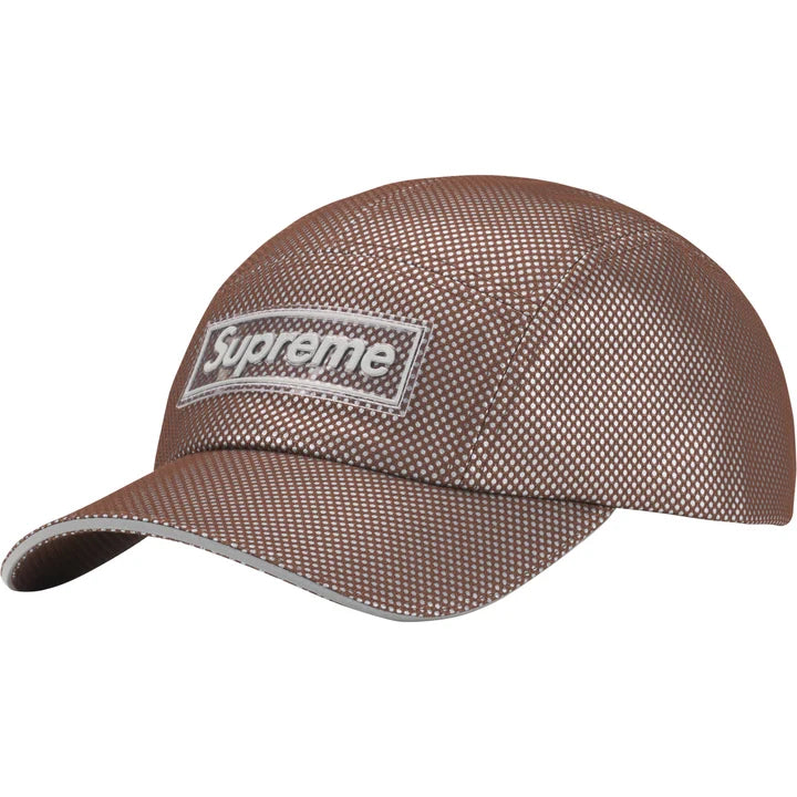 Metallic Mesh Camp Cap — Brown