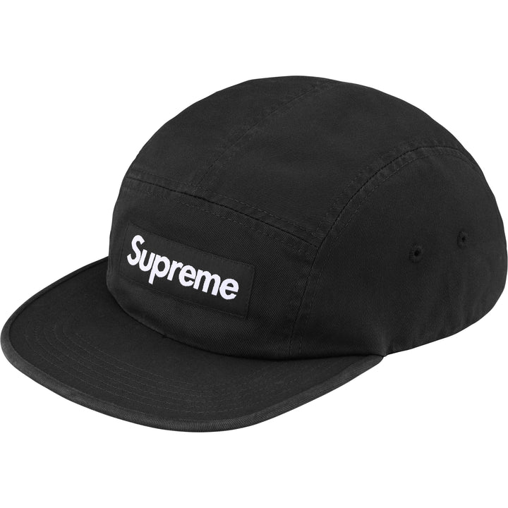 Washed Chino Twill Camp Cap — Black