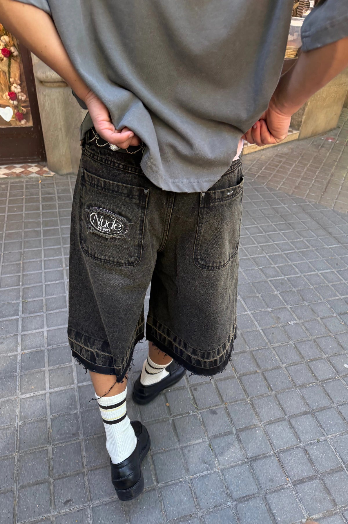 Old Baggy Denim Shorts Black