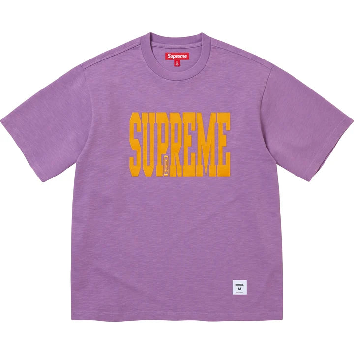 Stretch Appliqué S/S Top — Dusty Purple