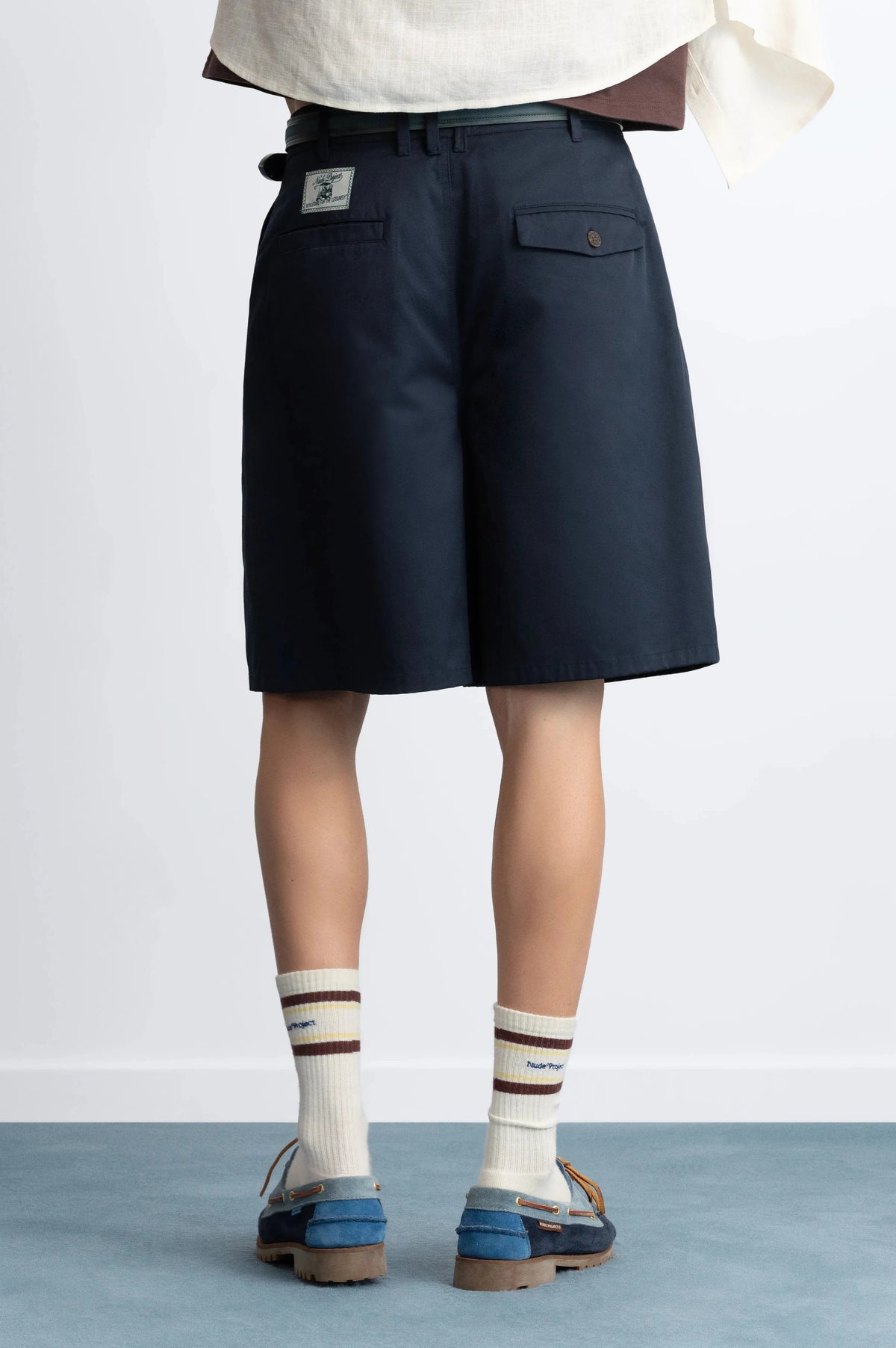 Pleated Chino Shorts Navy