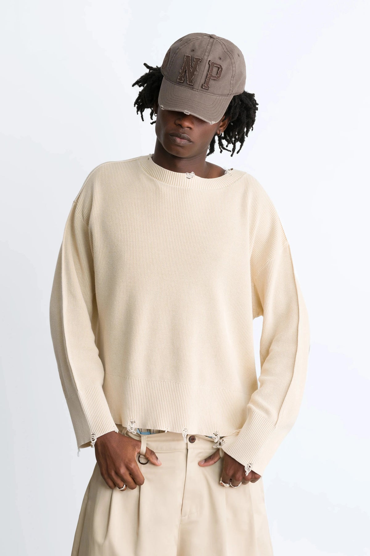 Perfect Cropped Knit Sweater Beige