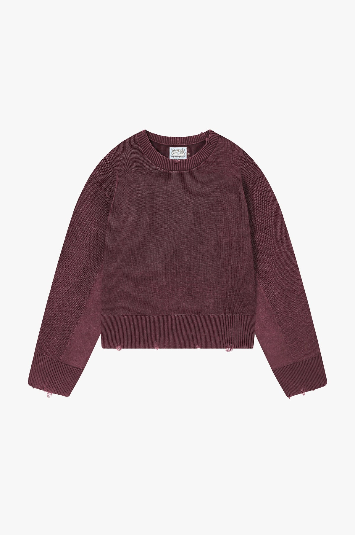Perfect Cropped Knit Sweater Burgundy