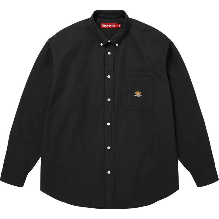 Loose Fit Flannel Oxford Shirt — Black