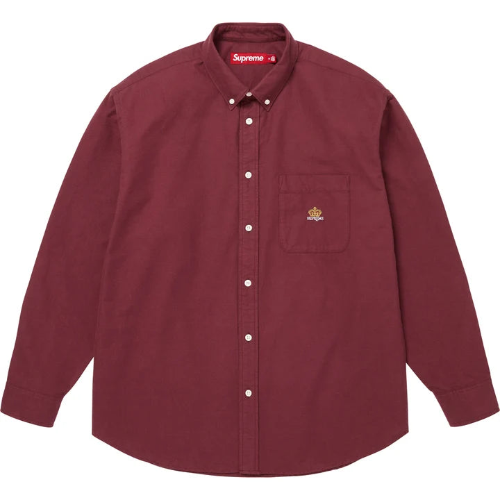 Loose Fit Flannel Oxford Shirt — Burgundy
