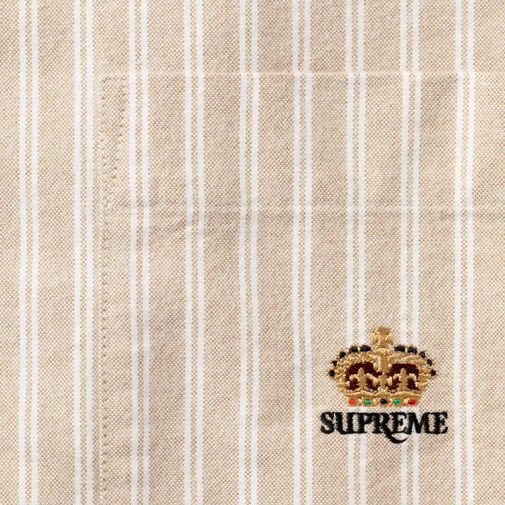 Loose Fit Flannel Oxford Shirt — Tan Stripe