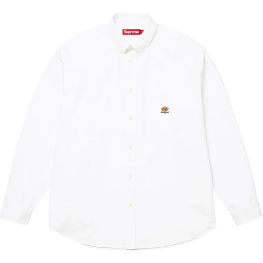 Loose Fit Flannel Oxford Shirt — White