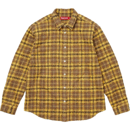 Frayed Textured Plaid Shirt — Gold