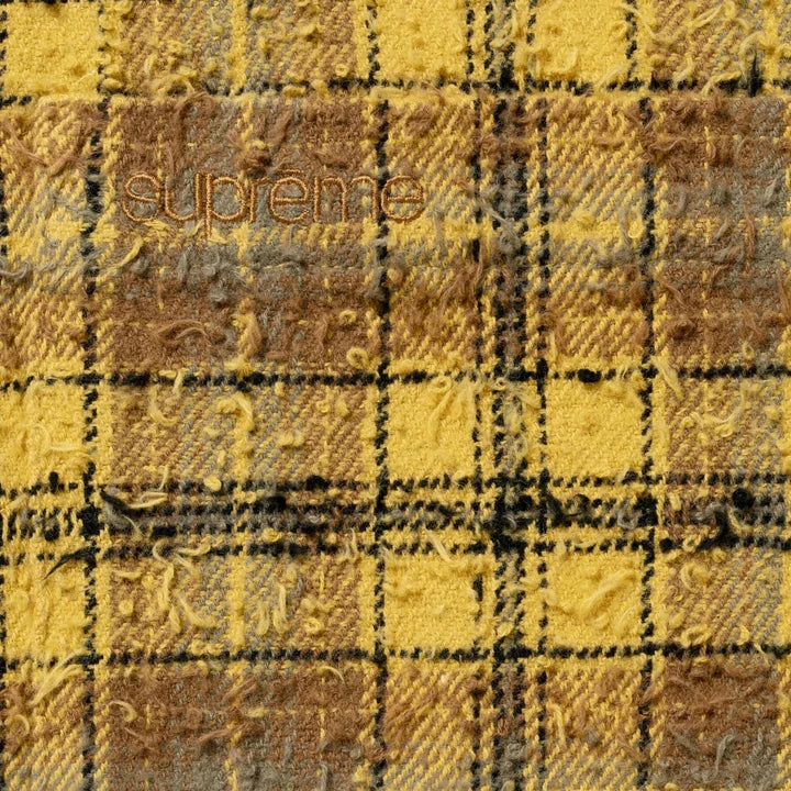 Frayed Textured Plaid Shirt — Gold