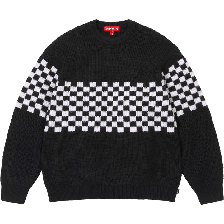 Checkerboard Pilled Sweater — Black