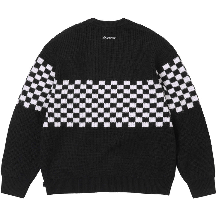 Checkerboard Pilled Sweater — Black