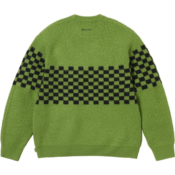 Checkerboard Pilled Sweater — Green