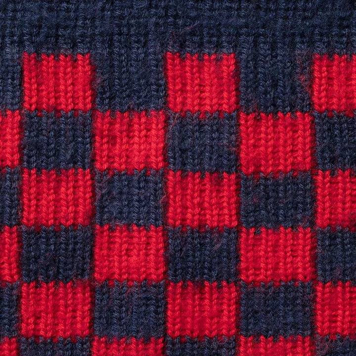 Checkerboard Pilled Sweater — Navy
