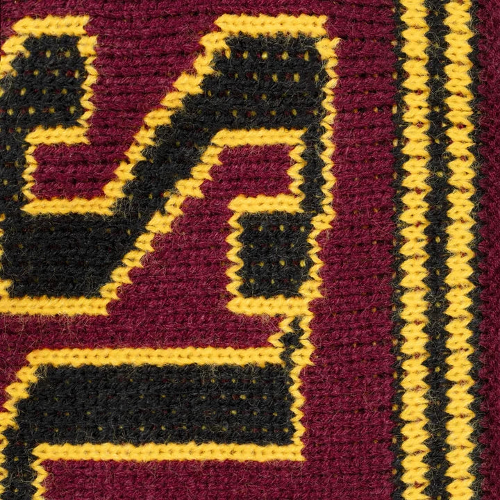 Jacquard Sleeve Half Zip Sweater — Burgundy