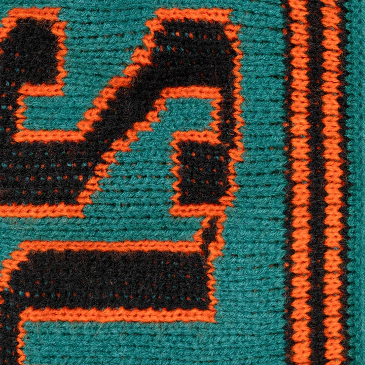 Jacquard Sleeve Half Zip Sweater — Teal