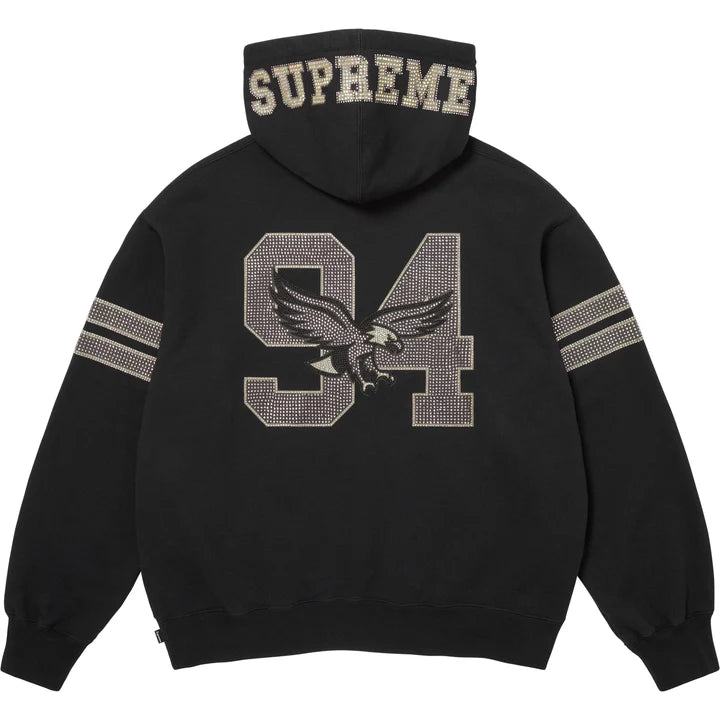 Rhinestone Eagle Hooded Sweatshirt — Black