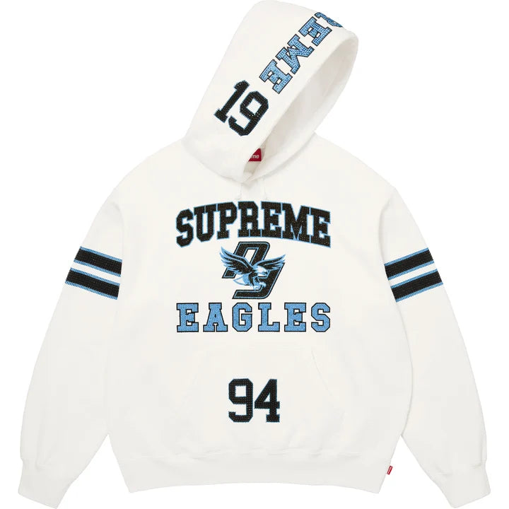 Rhinestone Eagle Hooded Sweatshirt — White