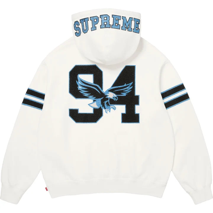 Rhinestone Eagle Hooded Sweatshirt — White