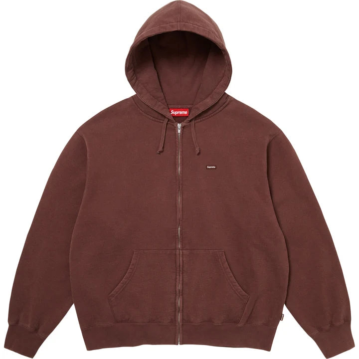 Small Box Zip Up Hooded Sweatshirt — Brown