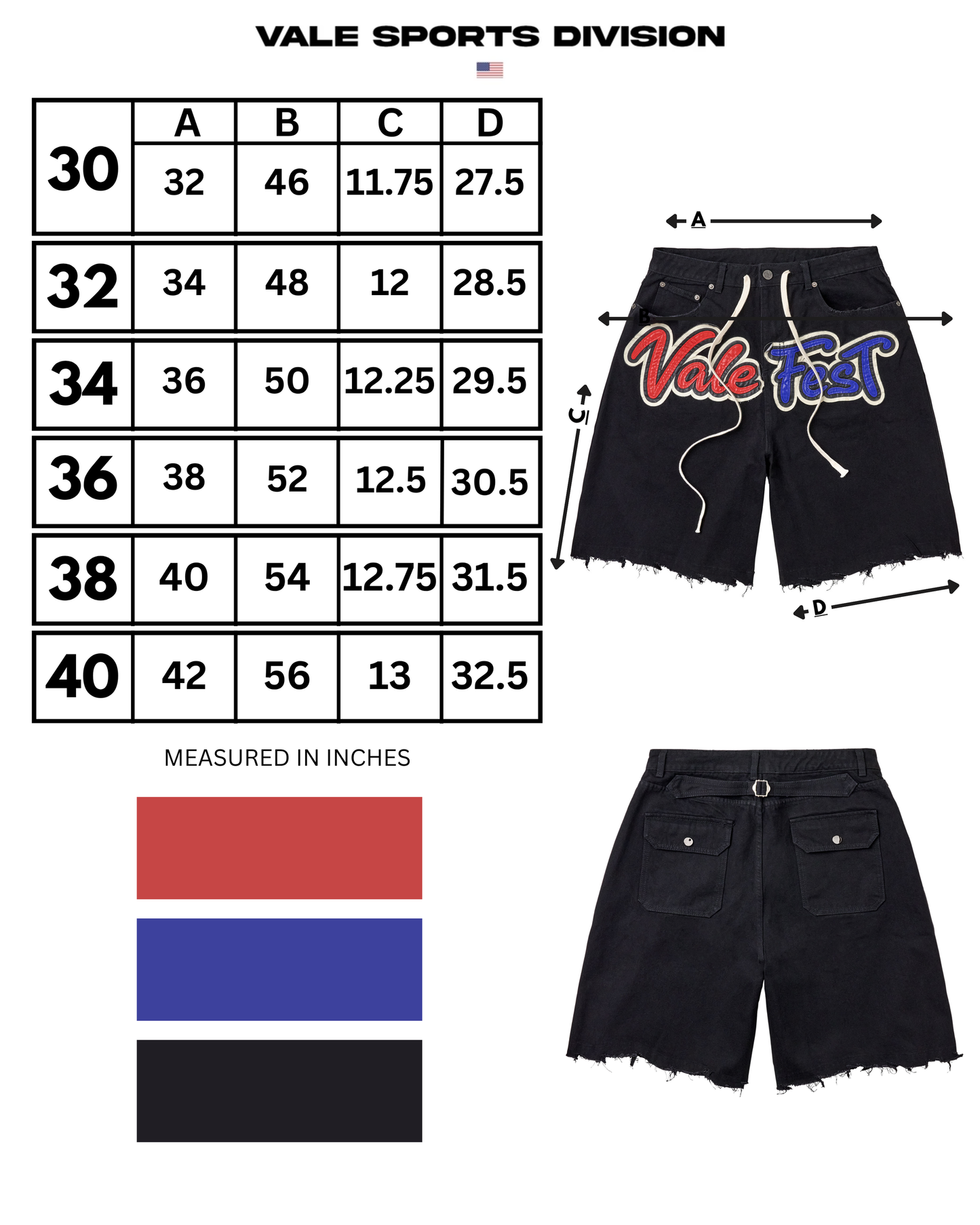 VALE FEST JORTS [BLACK] - Vale Forever